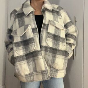 Plaid Gray and Cream Women's Jacket